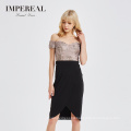 New arrival off shoulder sequined short summer women evening dress